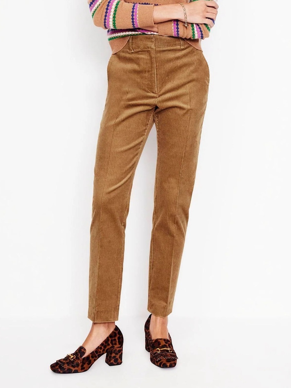 Boden Women’s Kew Corduroy Trousers Pants Straight Leg in Tan Brown 6P